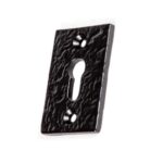 2x Rectangular Escutcheon Plate Cast Iron Antique Keyhole W30mm x H50mm Black - Image 4