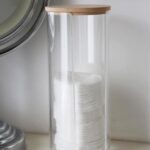 2x Reusable Plastic Tall Cotton Pad Holders with Bamboo Lid Cosmetic Storage - Image 6
