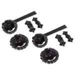 2x Rose Ring Gate Latch Cast Iron Vintage Cottage Garden Handle W285mm Black