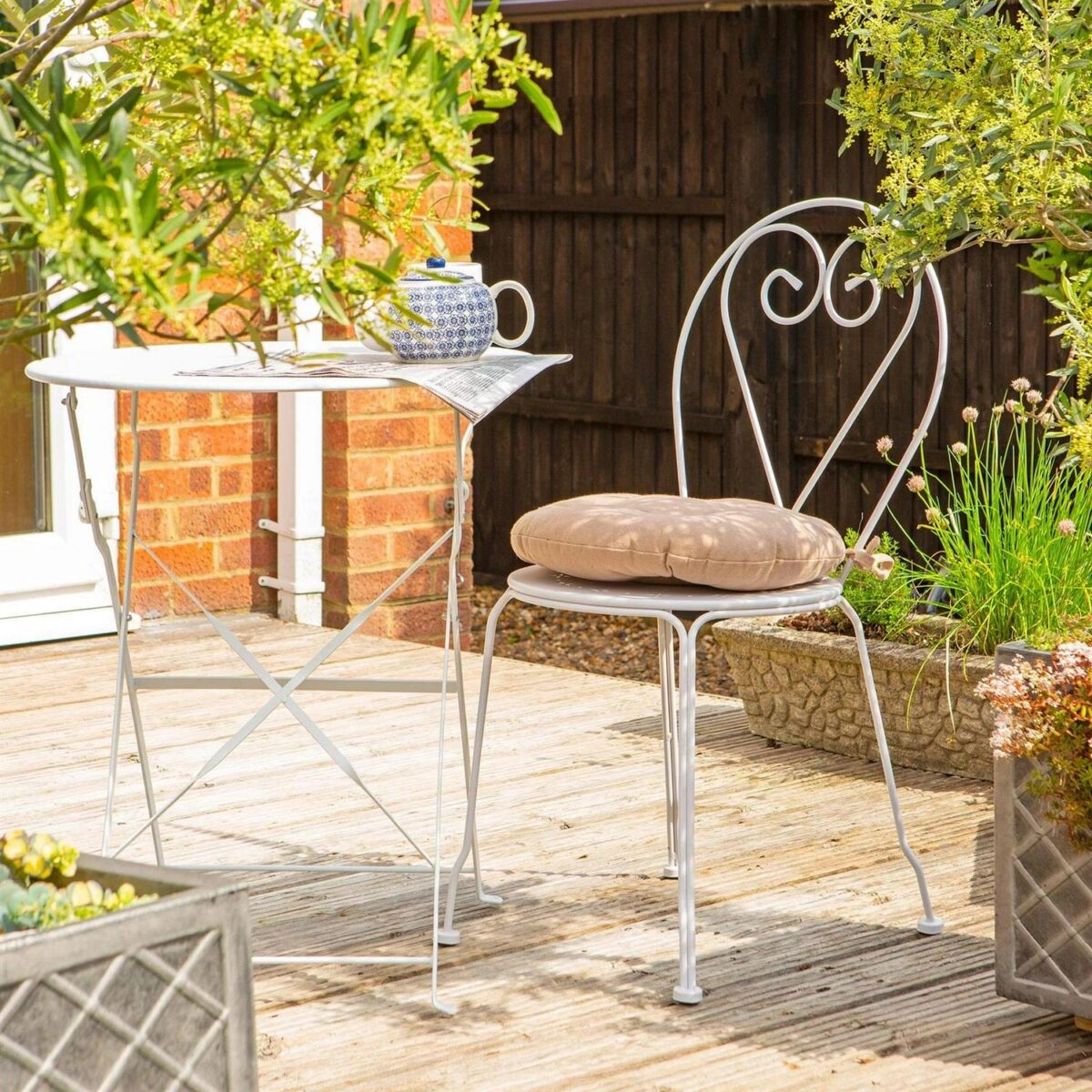 2x Round Garden Chair Seat Cushions Cotton Polyester Outdoor Dining Natural - Image 6
