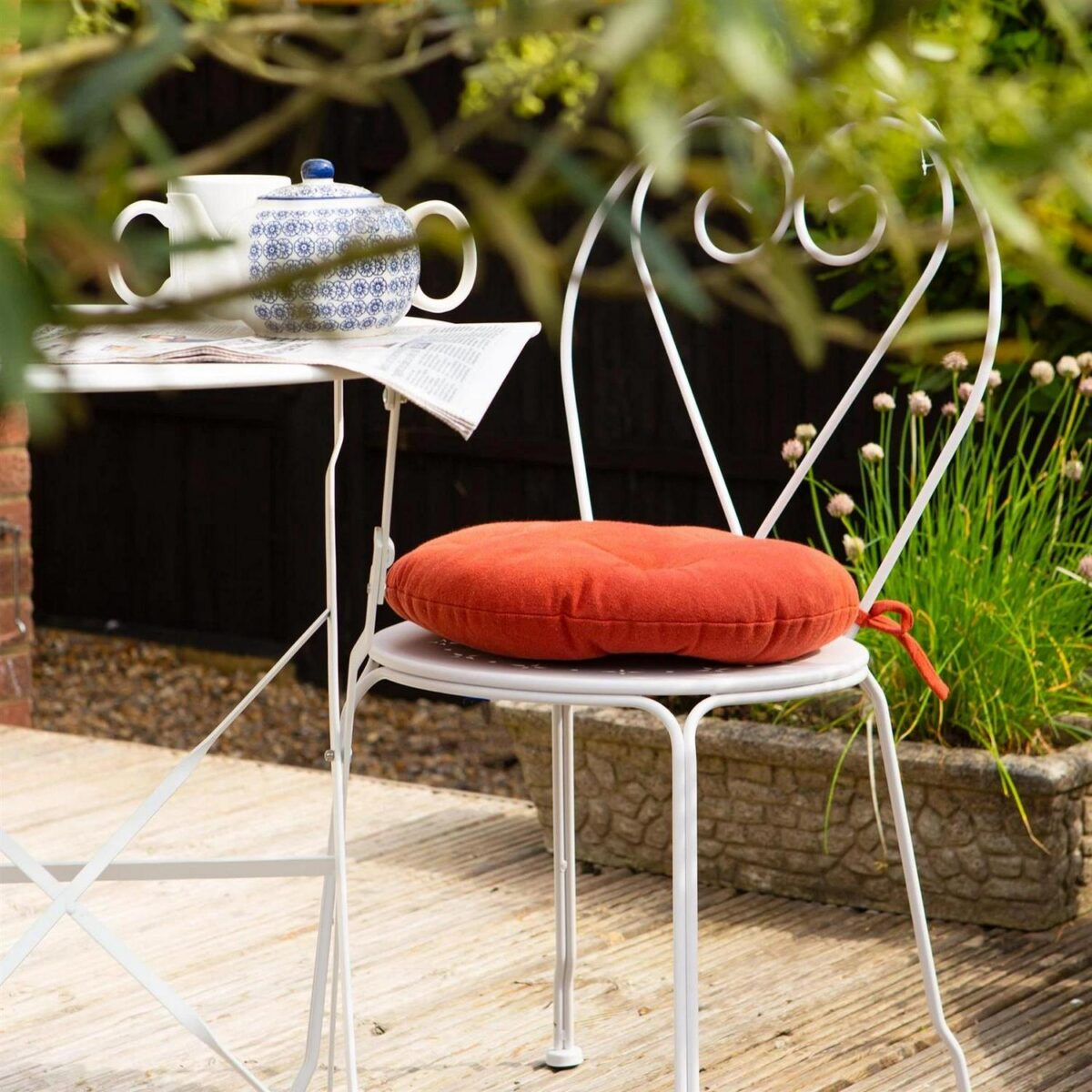 2x Round Garden Chair Seat Cushions Cotton Polyester Outdoor Dining Paprika - Image 6