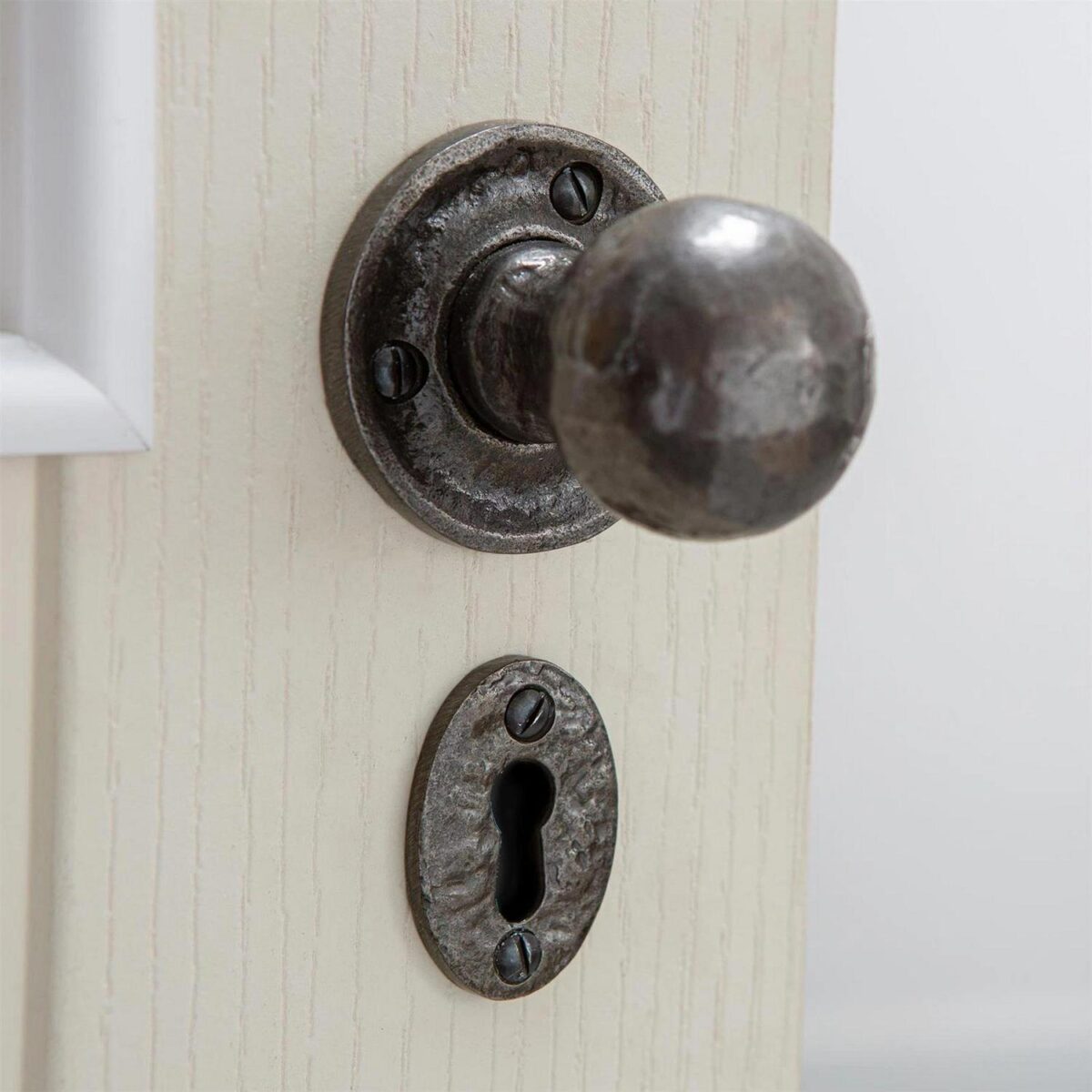 2x Round Rim and Mortice Door Knob Cast Iron Antique Vintage Handle W60mm Black - Image 7