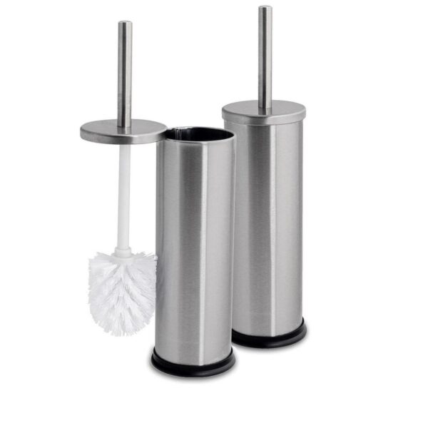 2x Round Toilet Brushes Bathroom Cleaning Scrubber Closed Tower Holder 9cm Matt