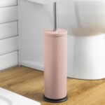 2x Round Toilet Brushes Bathroom Cleaning Scrubber Closed Tower Holder Matt Pink - Image 6