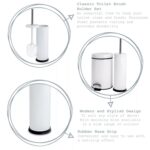 2x Round Toilet Brushes Bathroom Cleaning Scrubber Closed Tower Holder Matt Pink - Image 2