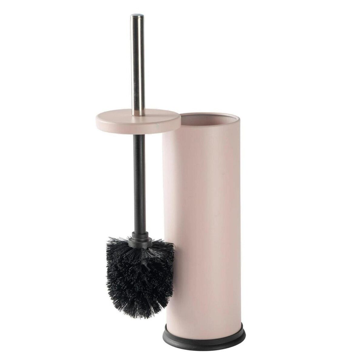 2x Round Toilet Brushes Bathroom Cleaning Scrubber Closed Tower Holder Matt Pink - Image 5