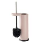 2x Round Toilet Brushes Bathroom Cleaning Scrubber Closed Tower Holder Matt Pink - Image 5