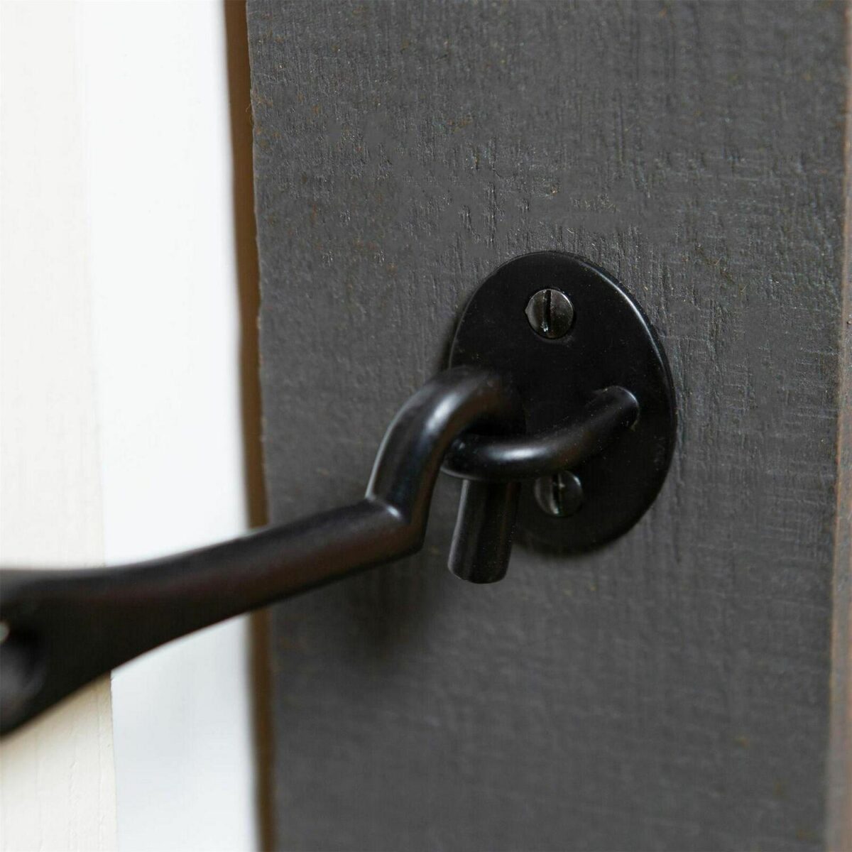 2x Rustic Cabin Hook and Eye Cast Iron Shed Door Gate Latch Lock W125mm Black - Image 7