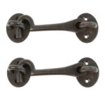 2x Rustic Cabin Hook and Eye Cast Iron Shed Door Gate Latch Lock W125mm Black