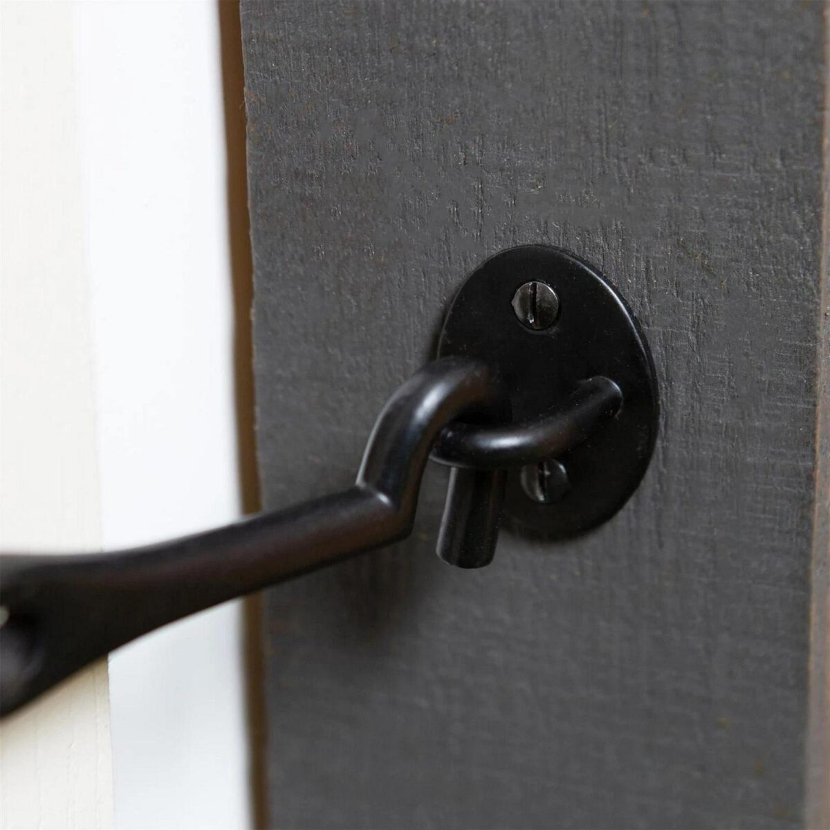 2x Rustic Cabin Hook and Eye Cast Iron Shed Door Gate Latch Lock W125mm Black - Image 7