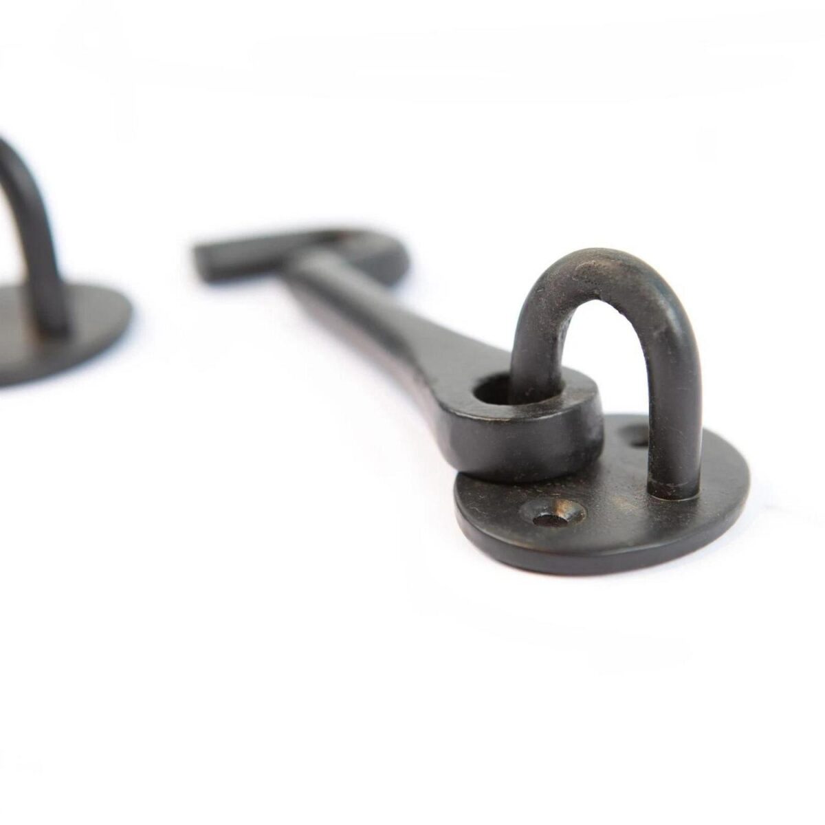 2x Rustic Cabin Hook and Eye Cast Iron Shed Door Gate Latch Lock W125mm Black - Image 3