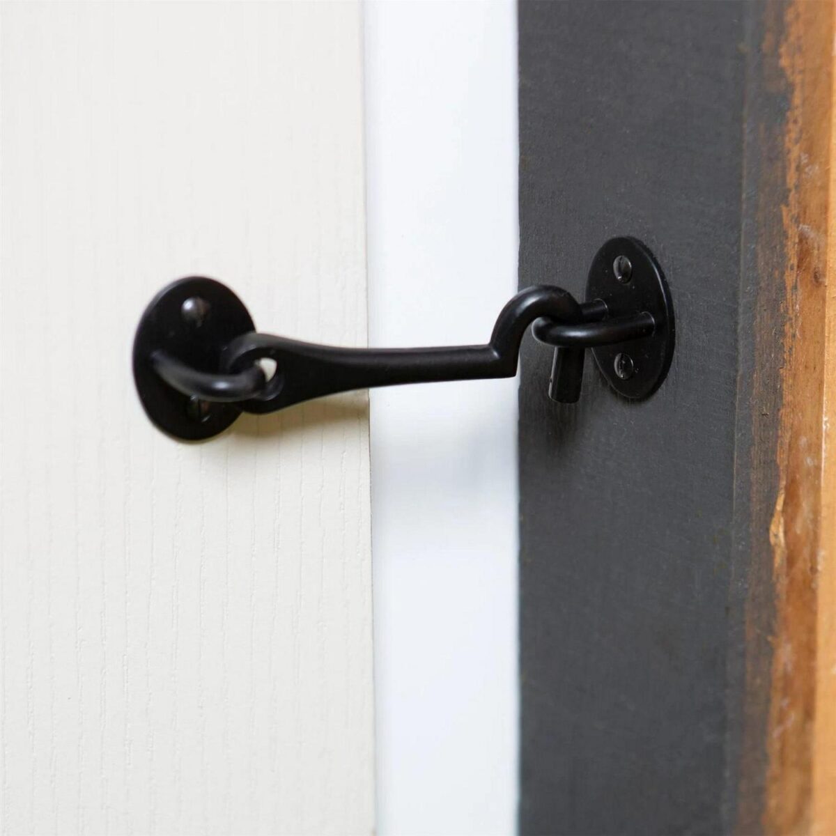 2x Rustic Cabin Hook and Eye Cast Iron Shed Door Gate Latch Lock W125mm Black - Image 6