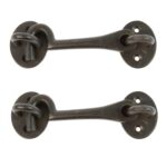 2x Rustic Cabin Hook and Eye Cast Iron Shed Door Gate Latch Lock W125mm Black