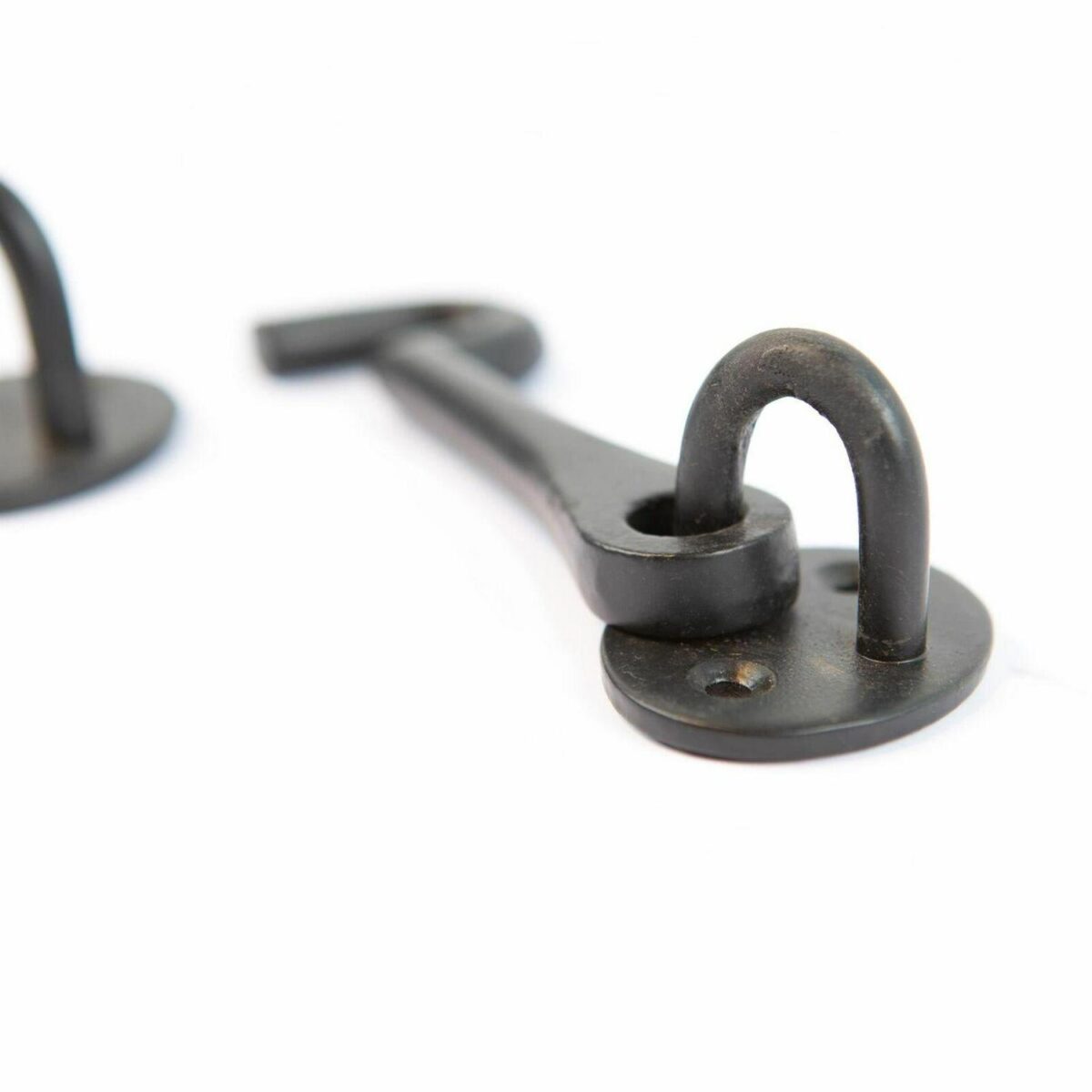 2x Rustic Cabin Hook and Eye Cast Iron Shed Door Gate Latch Lock W125mm Black - Image 3