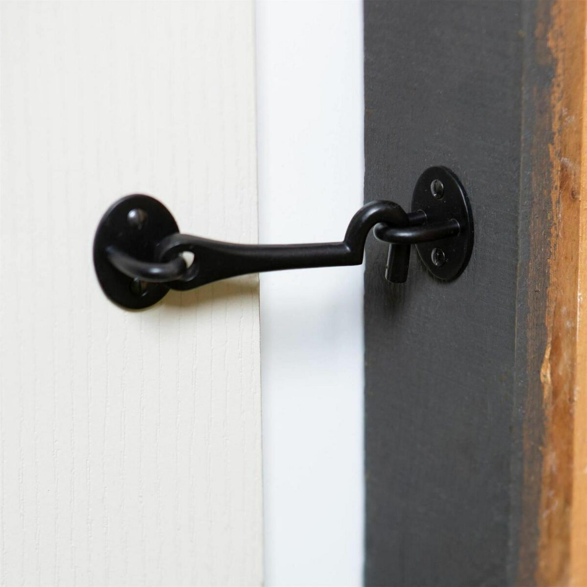 2x Rustic Cabin Hook and Eye Cast Iron Shed Door Gate Latch Lock W125mm Black - Image 6