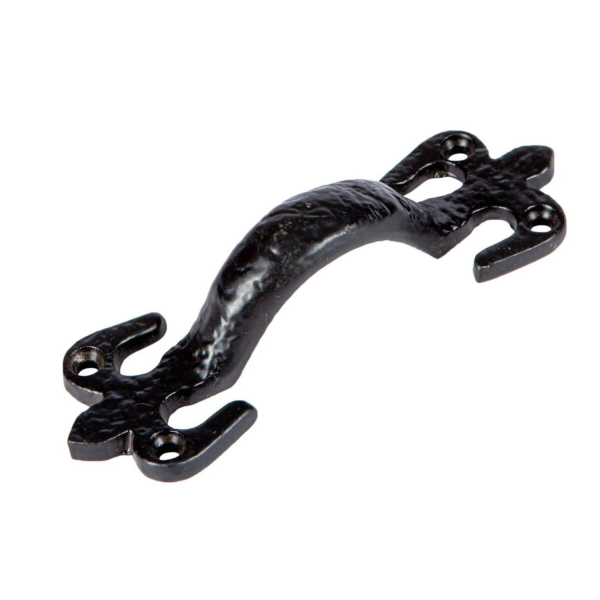 2x Rustic Fleur De Lis Door Handle Cast Iron Antique Cupboard Pull H105mm Black - Image 4