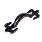 2x Rustic Fleur De Lis Door Handle Cast Iron Antique Cupboard Pull H105mm Black - Image 4