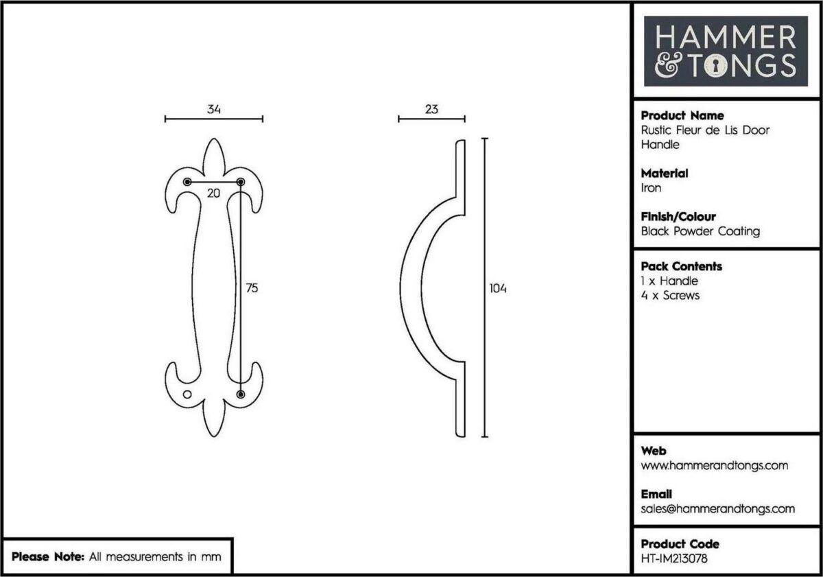 2x Rustic Fleur De Lis Door Handle Cast Iron Antique Cupboard Pull H105mm Black - Image 5
