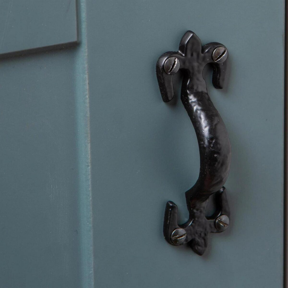 2x Rustic Fleur De Lis Door Handle Cast Iron Antique Cupboard Pull H105mm Black - Image 7