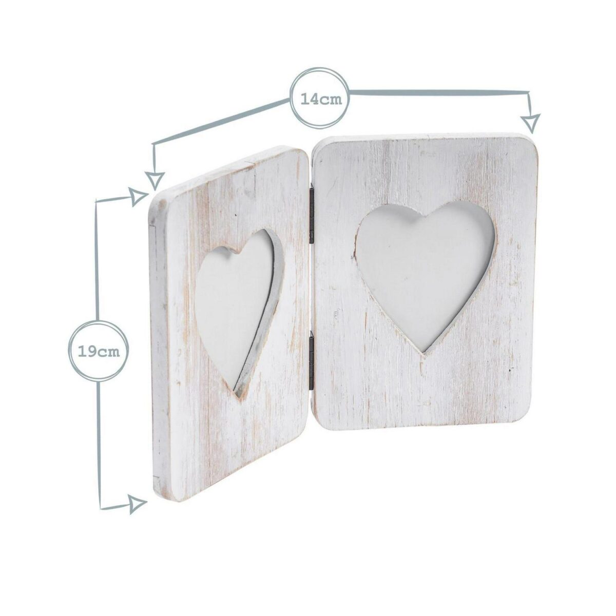 2x Rustic Hearts Folding 2 Photo Frames Driftwood Picture Display 4 x 6  White - Image 3