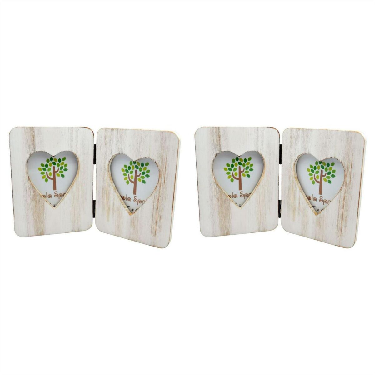 2x Rustic Hearts Folding 2 Photo Frames Driftwood Picture Display 4 x 6  White - Image 4