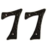 2x Rustic Iron Numeral - Number 7 Cast Iron Antique House Door Sign H90mm Black