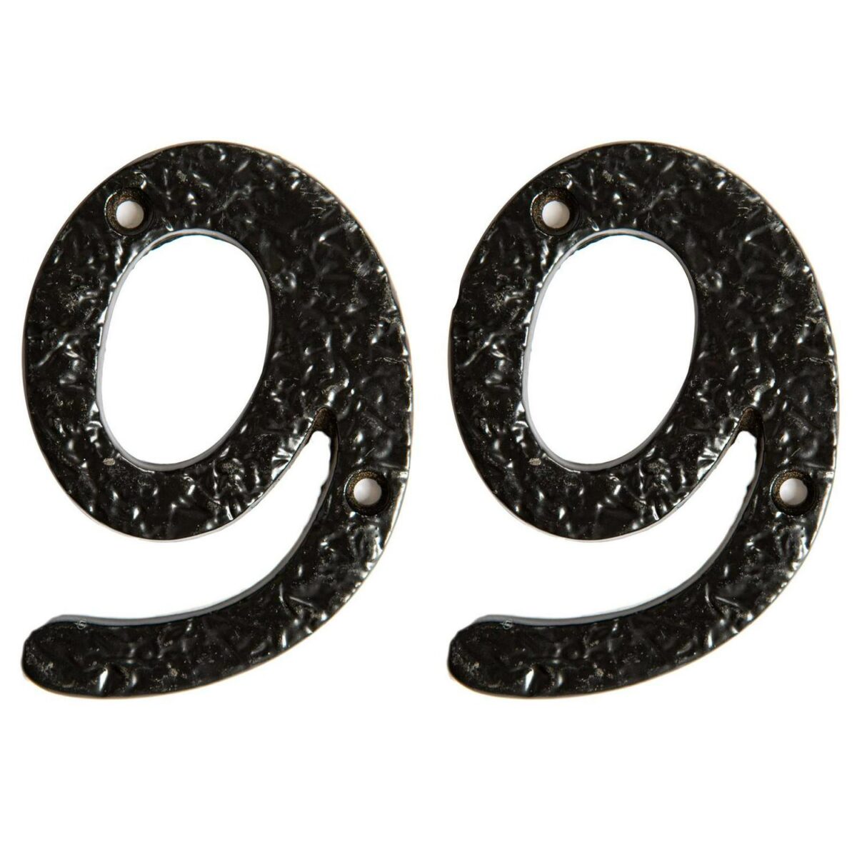 2x Rustic Iron Numeral - Number 9 Cast Iron Antique House Door Sign H75mm Black - Image 1