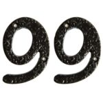 2x Rustic Iron Numeral - Number 9 Cast Iron Antique House Door Sign H75mm Black