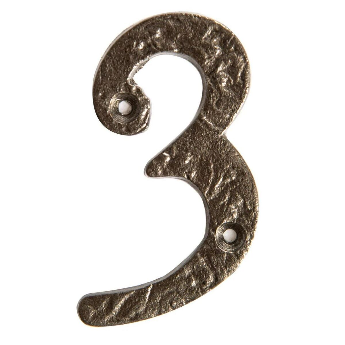 2x Rustic Iron Numeral - Number 3 Cast Iron Antique House Door Sign H75mm Raw - Image 2