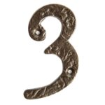 2x Rustic Iron Numeral - Number 3 Cast Iron Antique House Door Sign H75mm Raw - Image 2