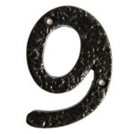 2x Rustic Iron Numeral - Number 9 Cast Iron Antique House Door Sign H75mm Black - Image 2