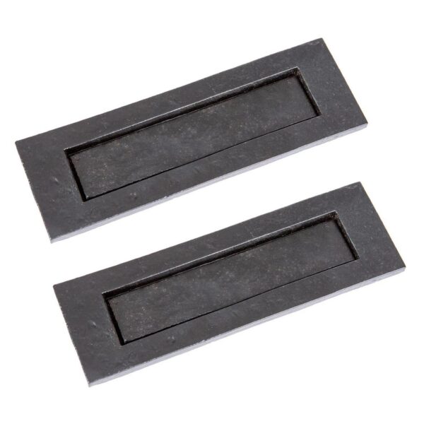 2x Rustic Letter Plate Cast Iron Antique Door Post Box W255mm x H85mm Black