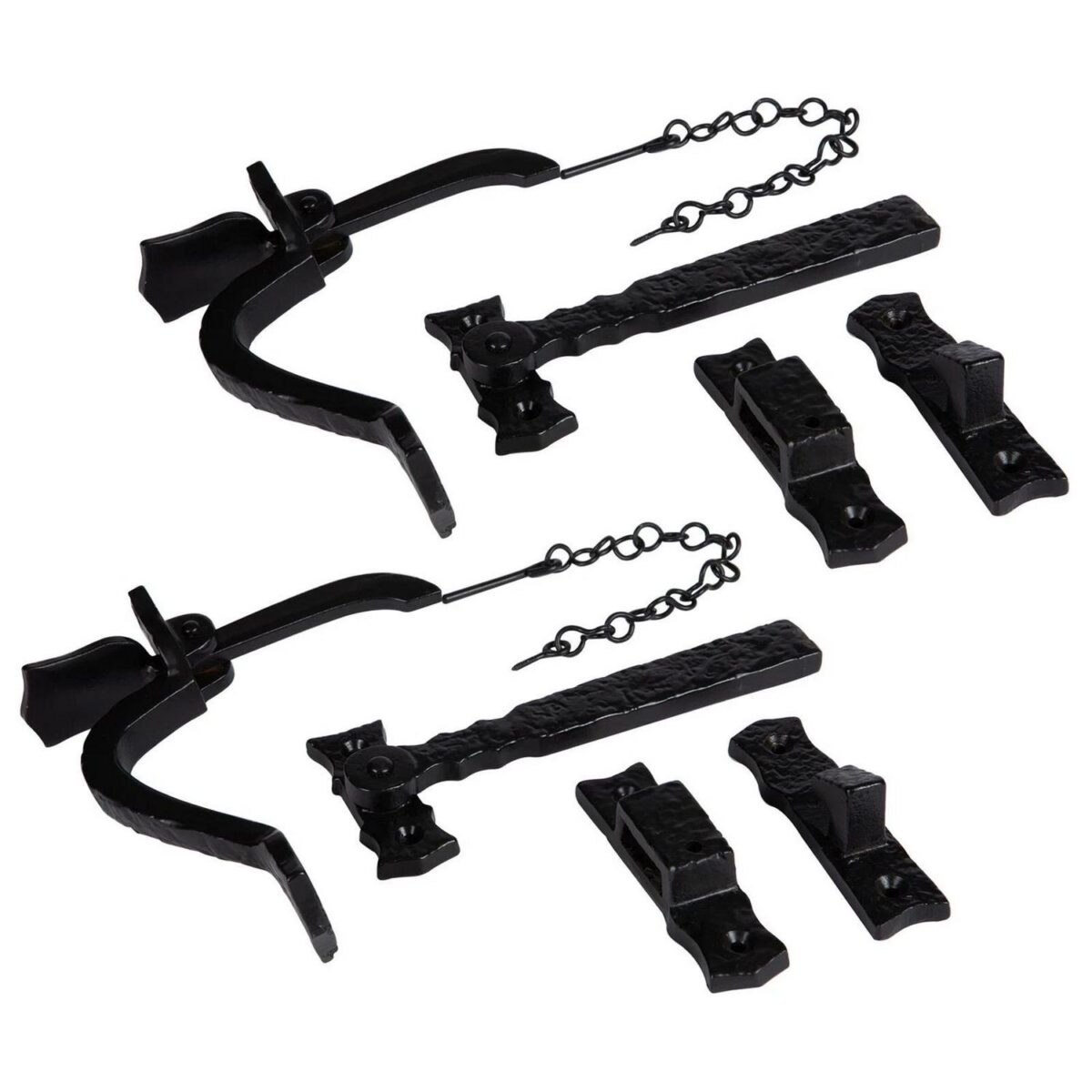 2x Rustic Suffolk Latch Cast Iron Vintage Cottage Door Thumb Latch H145mm Black - Image 1