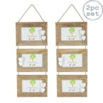 2x Rustic White Hearts Hanging 3 Photo Frames Picture Display 6 x 4 Natural