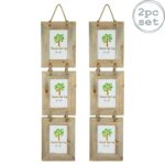 2x Rustic Wooden Hanging 3 Photo Frames Driftwood Picture Display 4 x 6 Natural