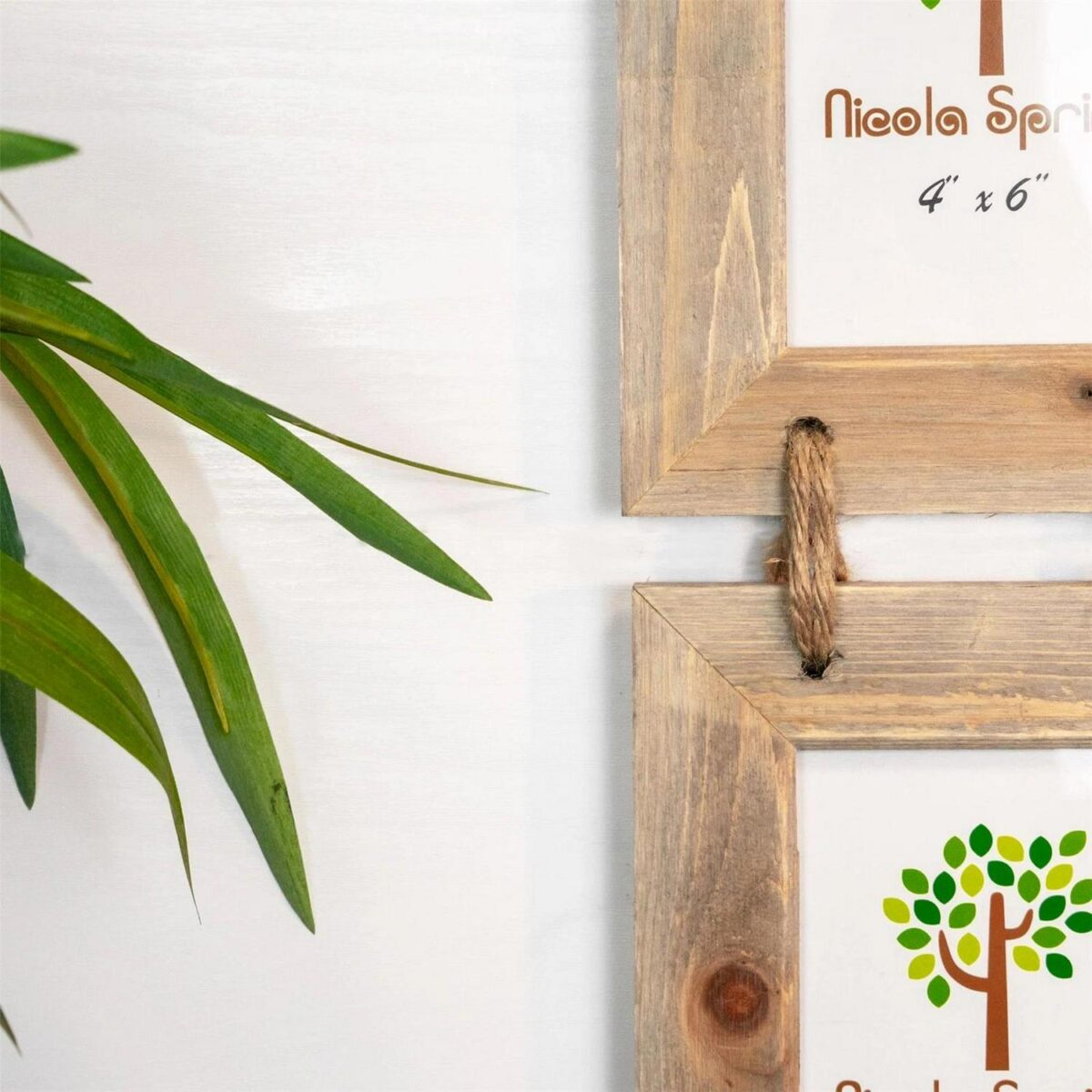 2x Rustic Wooden Hanging 3 Photo Frames Driftwood Picture Display 4 x 6  Natural - Image 7