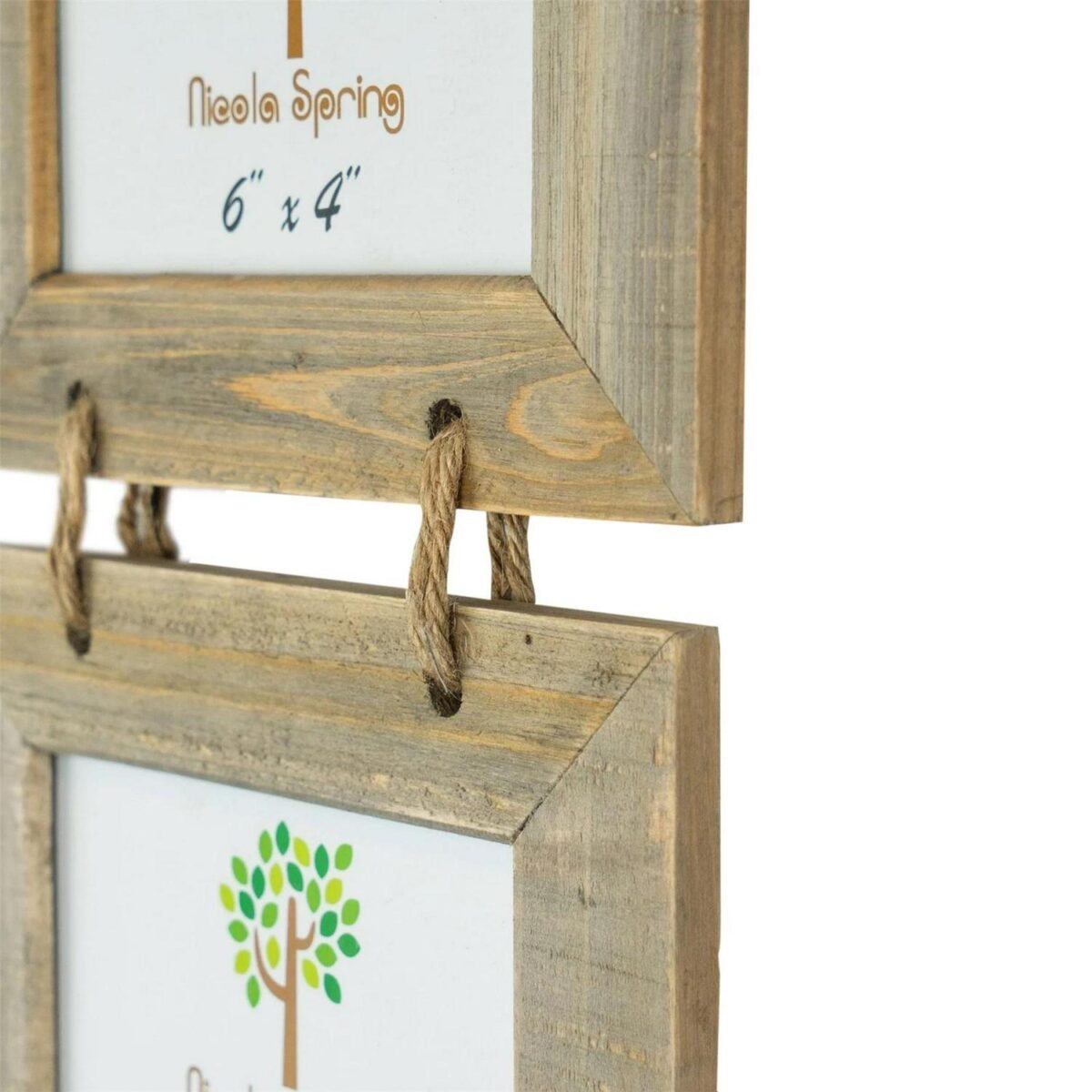 2x Rustic Wooden Hanging 5 Photo Frames Driftwood Picture Display 6 x 4  Natural - Image 5