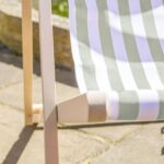 2x Sage Grey Stripe Folding Wooden Deck Chairs Outdoor Garden Beach Camping - Image 6
