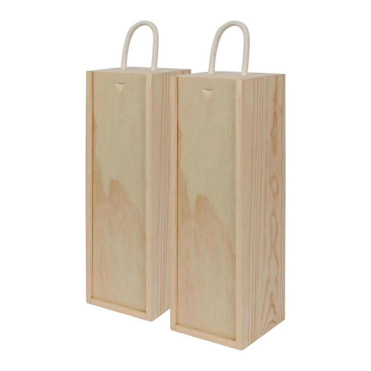 2x Single Bottle Wooden Champagne Wine Boxes Natural Gift Home Storage Crate - Image 1
