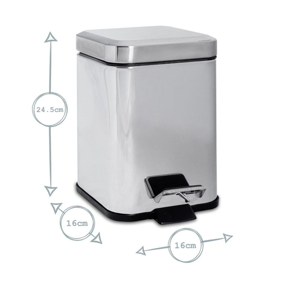 2x Square Bathroom Pedal Bins Steel Waste Basket Removable Inner 3 Litre White - Image 3