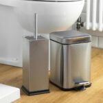 2x Square Bathroom Pedal Bins Steel Removable Inner 3 Litre Brushed Metal - Image 4