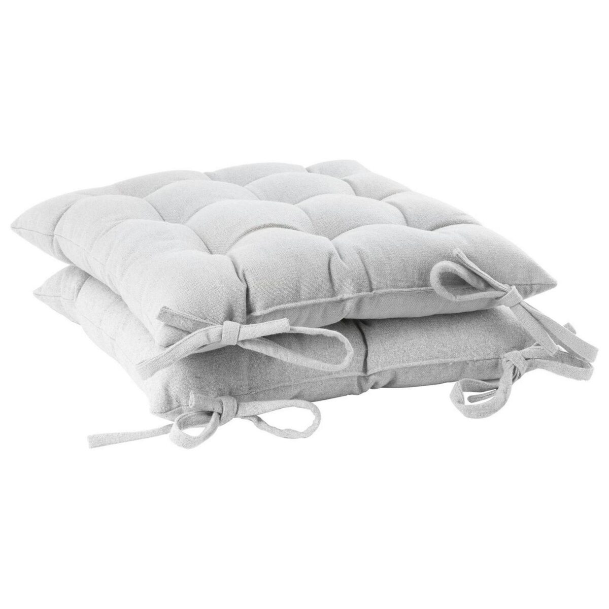 2x Square Garden Chair Seat Cushions Cotton Polyester Filled Outdoor Dining Grey - Image 1