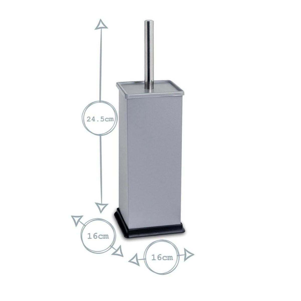 2x Square Toilet Brushes Bathroom Cleaning Scrubber Tower Holder 16cm Matt Grey - Image 3
