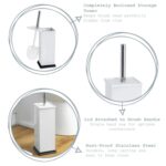 2x Square Toilet Brushes Bathroom Cleaning Scrubber Tower Holder Brushed Metal - Image 2