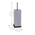 2x Square Toilet Brushes Bathroom Cleaning Scrubber Tower Holder 16cm Chrome - Image 3