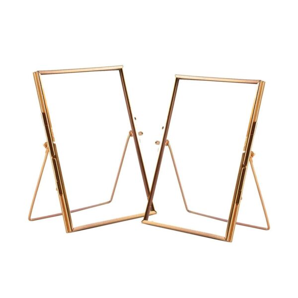 2x Standing Metal Photo Frames Table Desk Picture Display 5  x 7  Rose Gold