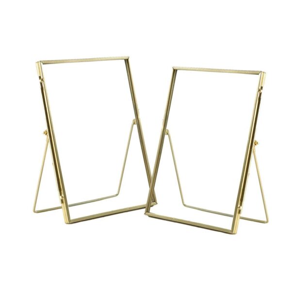 2x Standing Metal Photo Frames Metallic Table Desk Picture Display 6  x 8  Gold