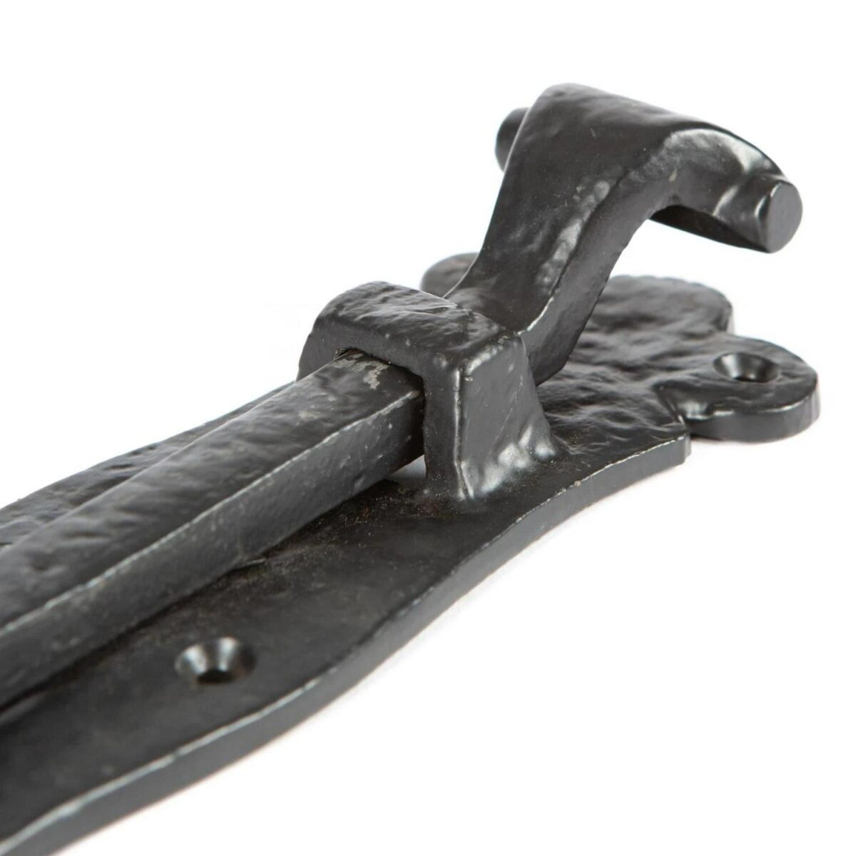 2x Straight Antique Fish Tail Surface Bolt Cast Iron Ornate Door W140mm Black - Image 3