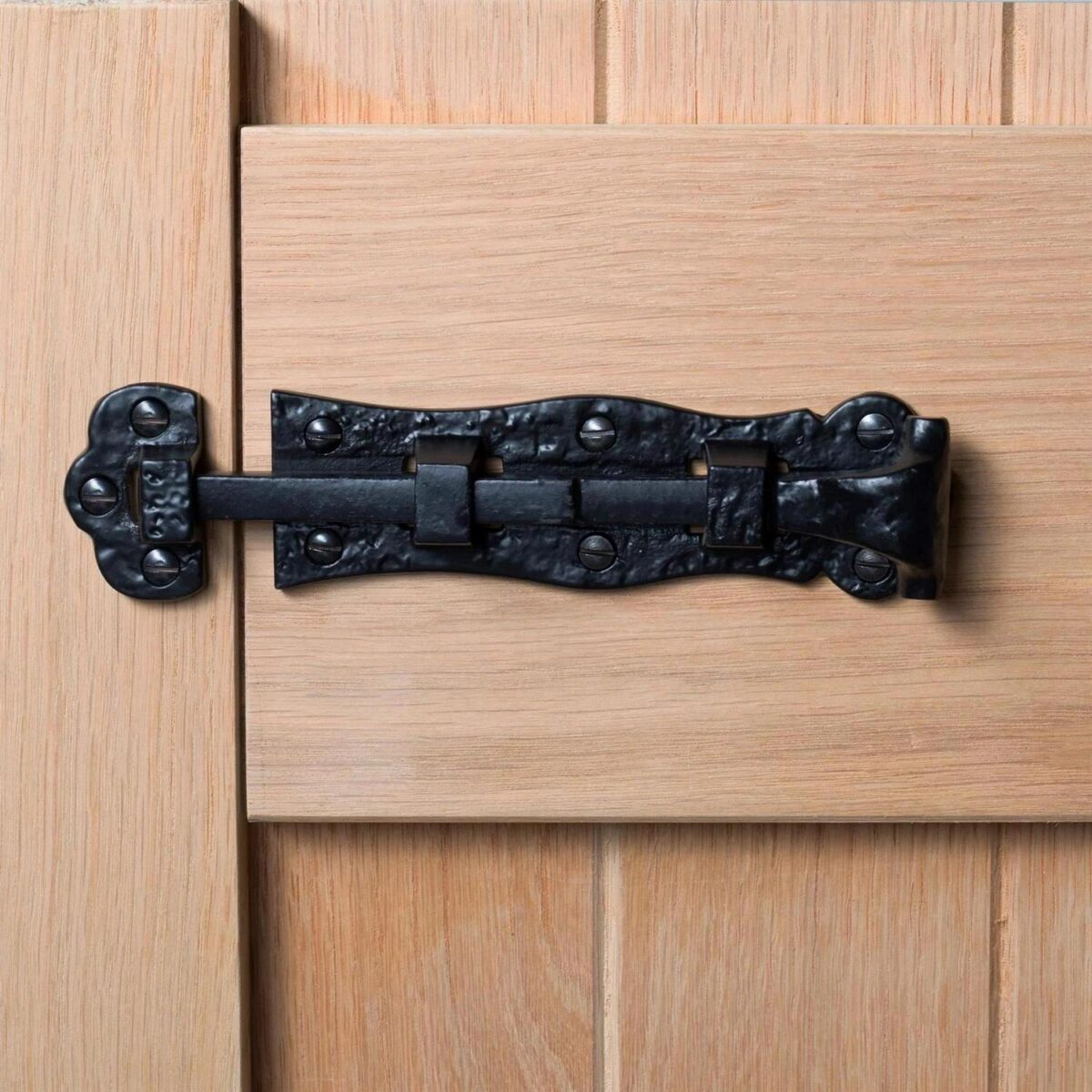 2x Straight Antique Fish Tail Surface Bolt Cast Iron Ornate Door W140mm Black - Image 6