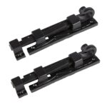 2x Straight Shepherd's Crook Surface Bolt Cast Iron Antique Door W140mm Black